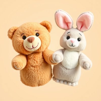 Pacynki: miś i króliczek