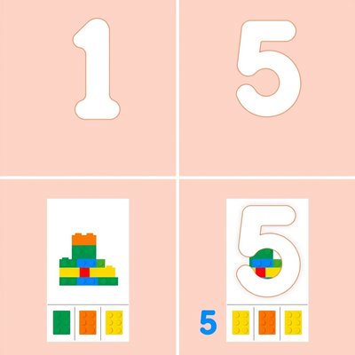 Karty liczbowe 1–5 (klocki)