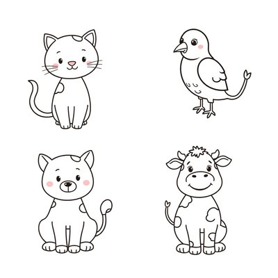 Karty do kolorowania: zwierzątka