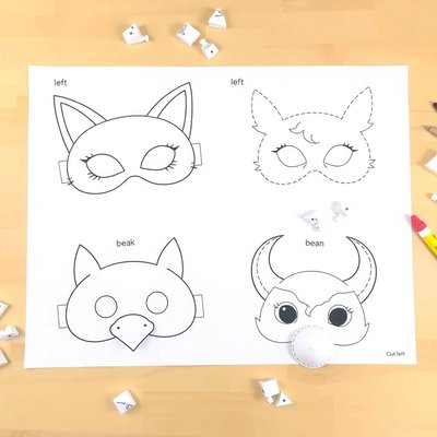 Szablony uszu i masek do wycięcia