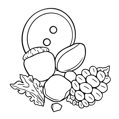 Kolorowanka: guzik i skarby natury