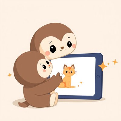 Ilustracja do historyjki - Netuś znajduje obrazek kota w Internecie