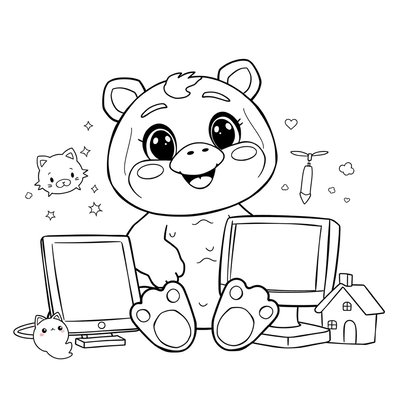 Kolorowanka - Netuś z urządzeniami