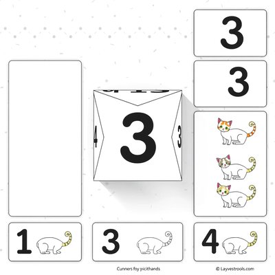 Kostka/liczby 1–3 — karty do losowania