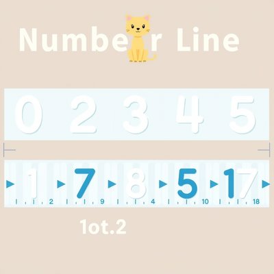 Linia liczb 0–10 z kotkami