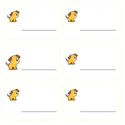 Szablon etykiet: Nazwy składników z ikoną psiaka