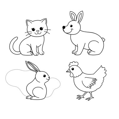 Kolorowanki — proste sylwetki zwierząt
