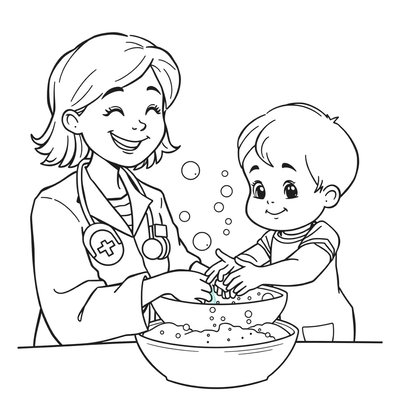 Kolorowanka — Myjemy ręce