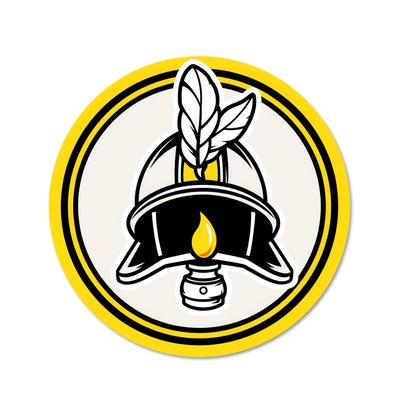 Naklejka / ikonka: symbol Barbórki — hełm z piórkiem