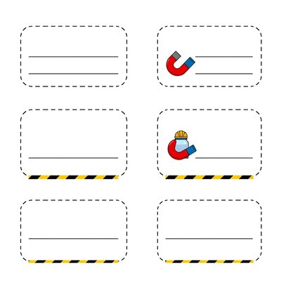Szablony etykiet: pudełko 'kopalnia' i pojemniki