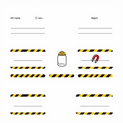 Szablony etykiet: pudełko 'kopalnia' i pojemniki