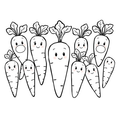 Kolorowanka: marchewka z pustą buzią