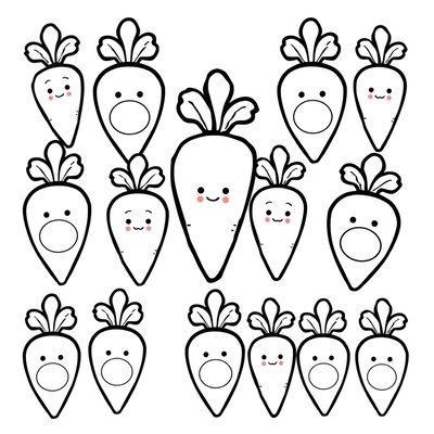 Kolorowanka: marchewka z pustą buzią