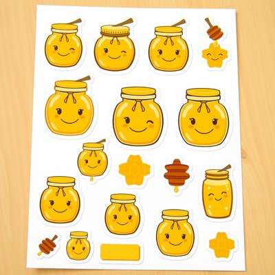 Naklejki z słoiczkiem miodu (arkusz)