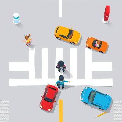 Scena przejścia dla pieszych z zabawkami