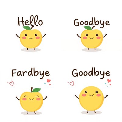 Karta powitania i pożegnania z owocowym motywem