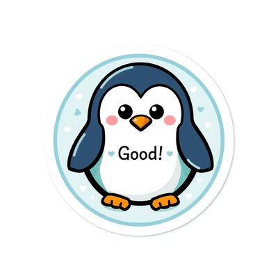 Szablon naklejki/stempelka — znaczek pingwina