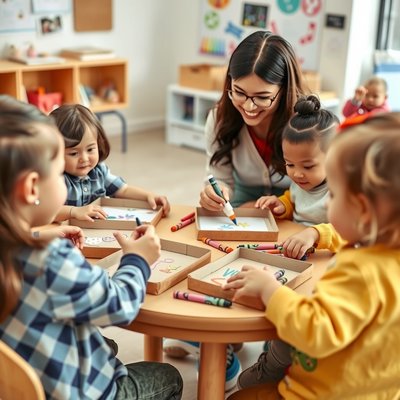 Zdjęcie referencyjne — dzieci dekorują ramki