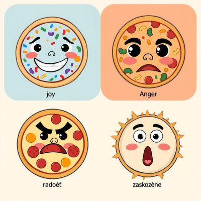 Przykładowe pizze z emocjami (4 obrazy)