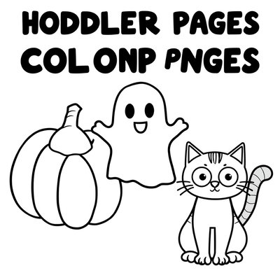 Kolorowanki: dynia, duch, kot (proste kontury)