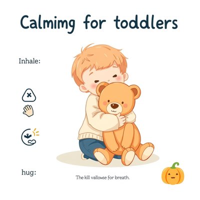 Plakat uspokojenia: Oddechy i przytulanie misia