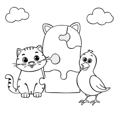 Kolorowanka — puzzle i zwierzątka