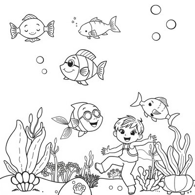 Kolorowanka — rybki i rafa