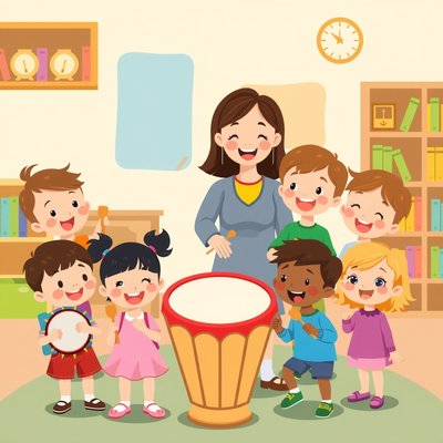 Ilustracja: Małe orkiestry — dzieci grają