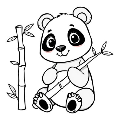 Kolorowanka: Panda z bambusem