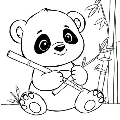 Kolorowanka: Panda z bambusem