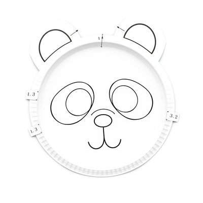 Szablon maski pandy z papierowego talerzyka