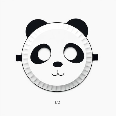 Szablon maski pandy z papierowego talerzyka