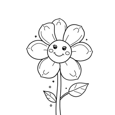 Kolorowanka: Kwiat na patyczku