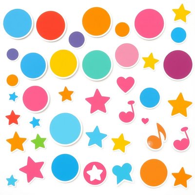 Arkusz naklejek i papierowych pokręteł