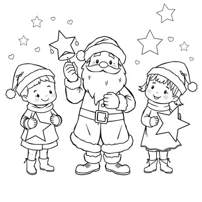Kolorowanka: Mikołaj z dzwoneczkiem