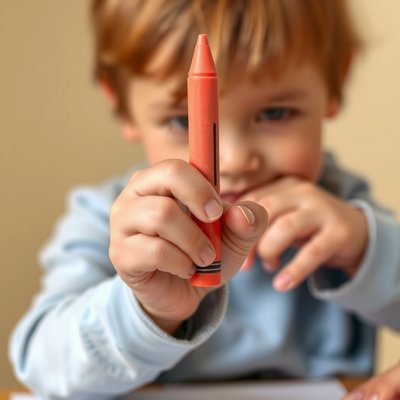 Zbliżenie dłoni: poprawny chwyt kredki