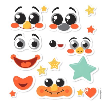 Arkusz naklejek: śmieszne buźki