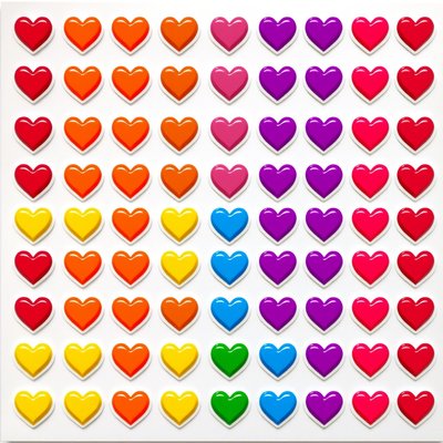 Arkusz naklejek: kolorowe serduszka