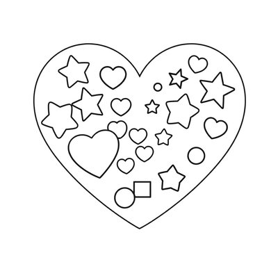 Kolorowanka: duże serce z prostymi wzorami
