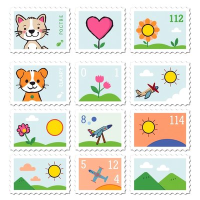 Arkusz znaczków do wycięcia (różne wzory)