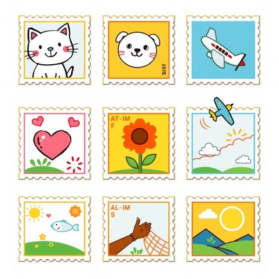 Arkusz znaczków do wycięcia (różne wzory)