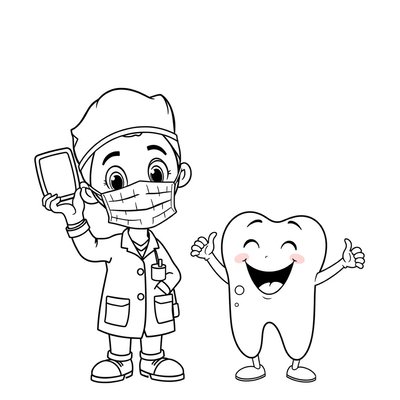 Kolorowanka: Dentysta i dziecko