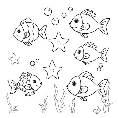 Rybki do wycięcia — kolorowanka