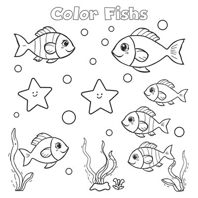 Rybki do wycięcia — kolorowanka
