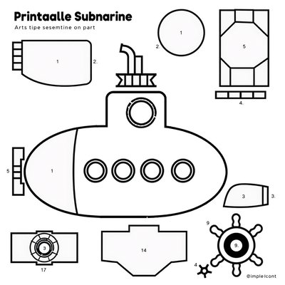 Szablon łodzi podwodnej do wycięcia