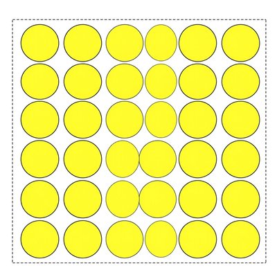 Żółte papierowe krążki — szablon do wycięcia