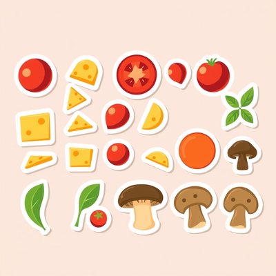 Arkusz naklejek / dodatków do pizzy