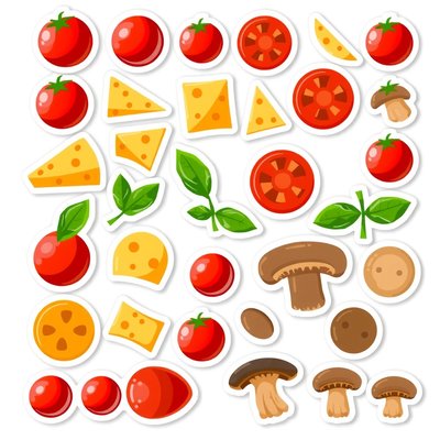 Arkusz naklejek / dodatków do pizzy