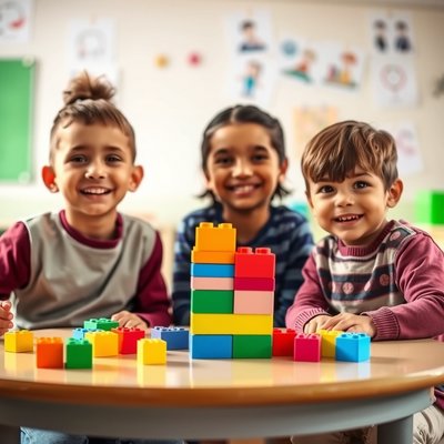 Zdjęcie — Dzieci budują małe wieże