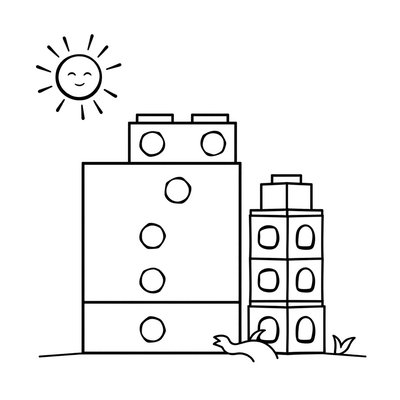 Kolorowanka — Duży klocek i wieża